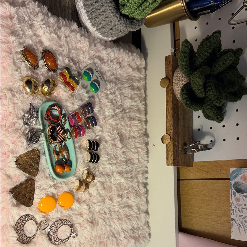 Colorful Vintage Earring Collection Clip ons 17 pair